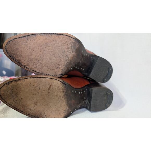 VINTAGE USA TONY LAMA BROWN Leather BOOTS SIZE 8D WESTERN ENGINEER Trail Boss - Picture 10 of 12